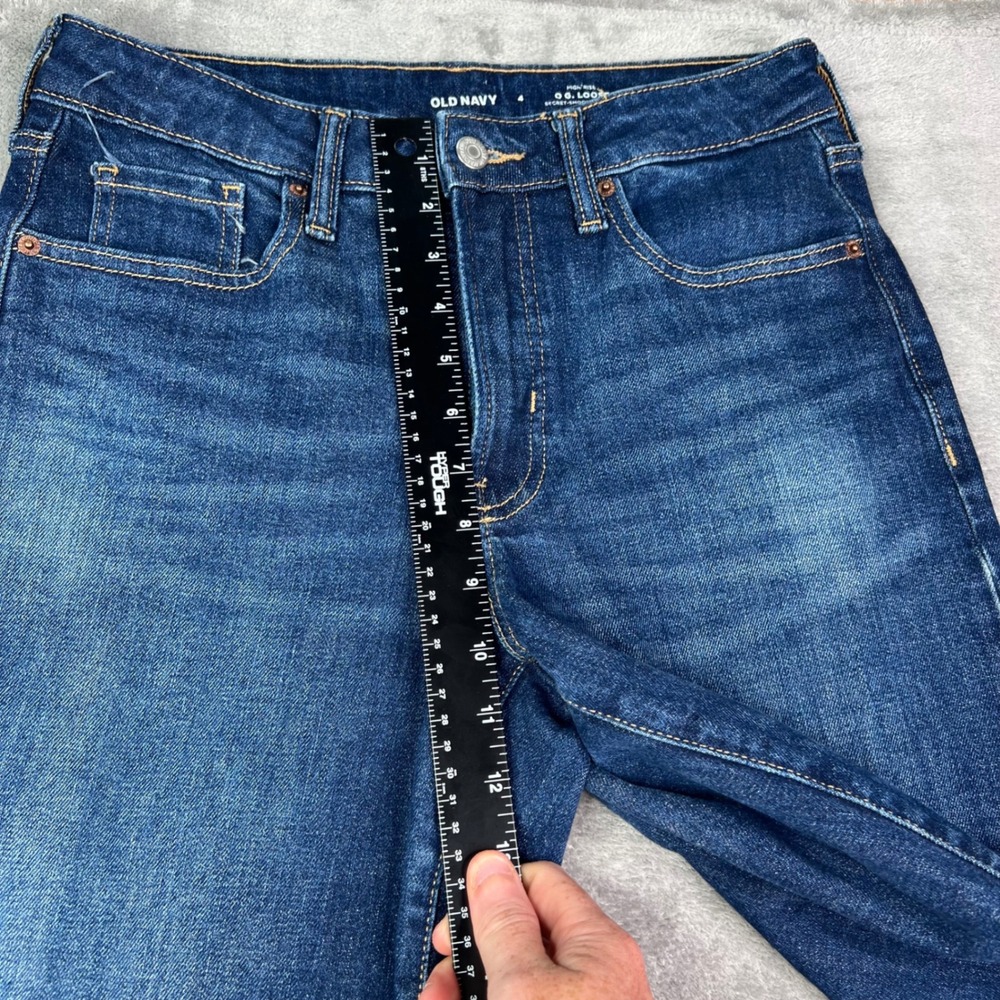 Old Navy O.G. Loose Jeans Womens 4 Dark Wash Solid Stretch High Rise Wide Leg - Picture 10 of 14